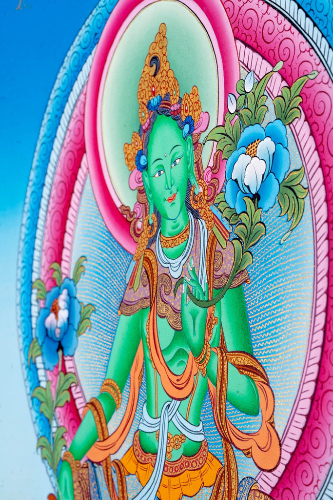 Compassionate Green Tara Painting - Lucky Thanka
