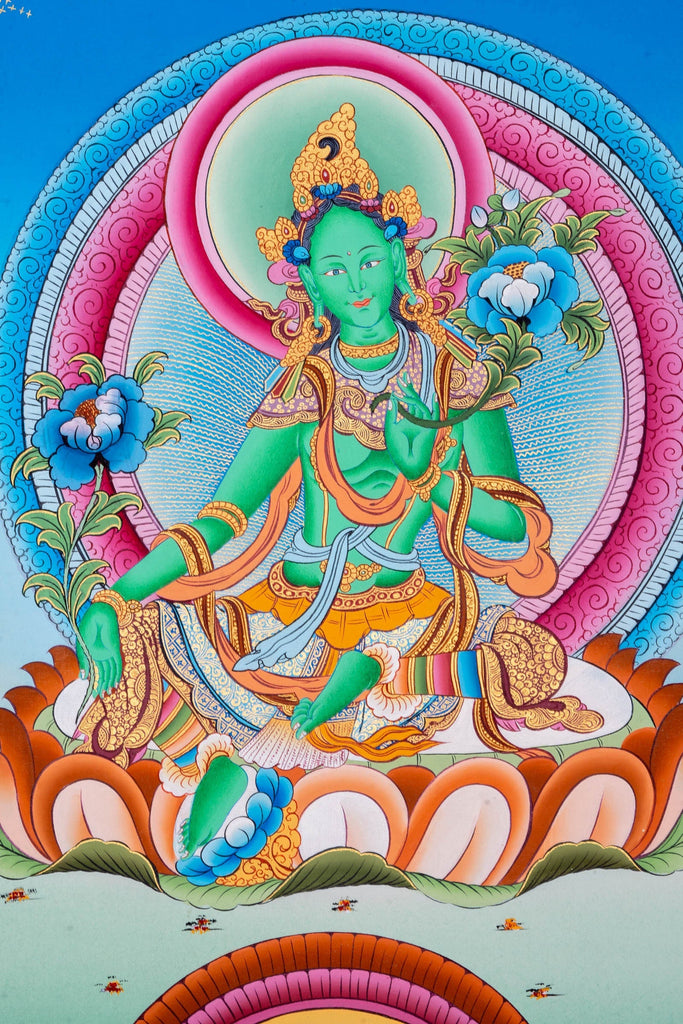 Compassionate Green Tara Painting - Lucky Thanka