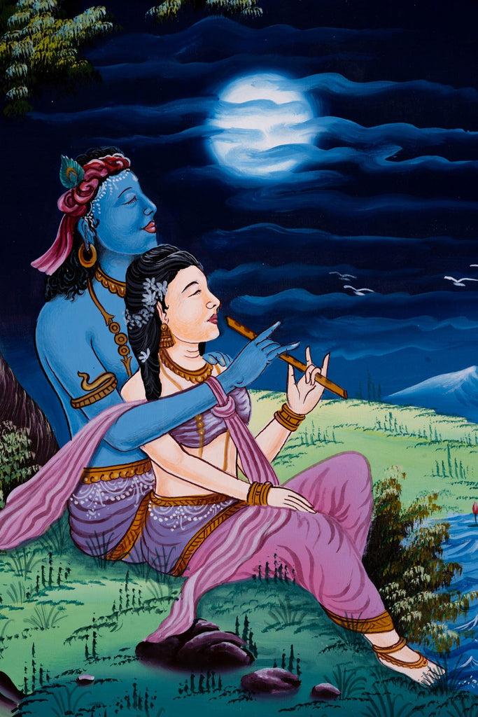 Thangka painting of Radha Krishna - Lucky Thanka