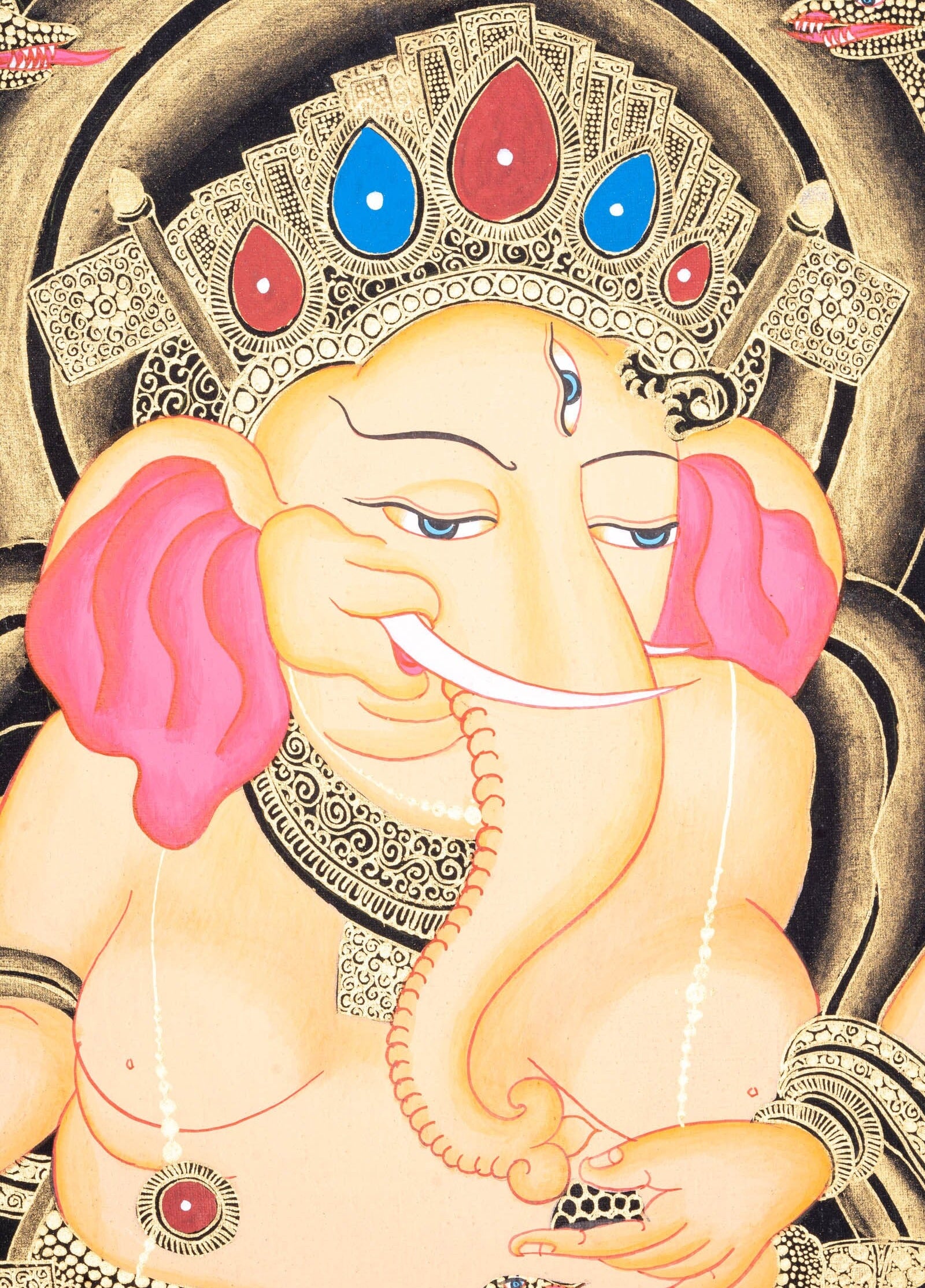 Thangka Painting of Shri Ganesh - Lucky Thanka