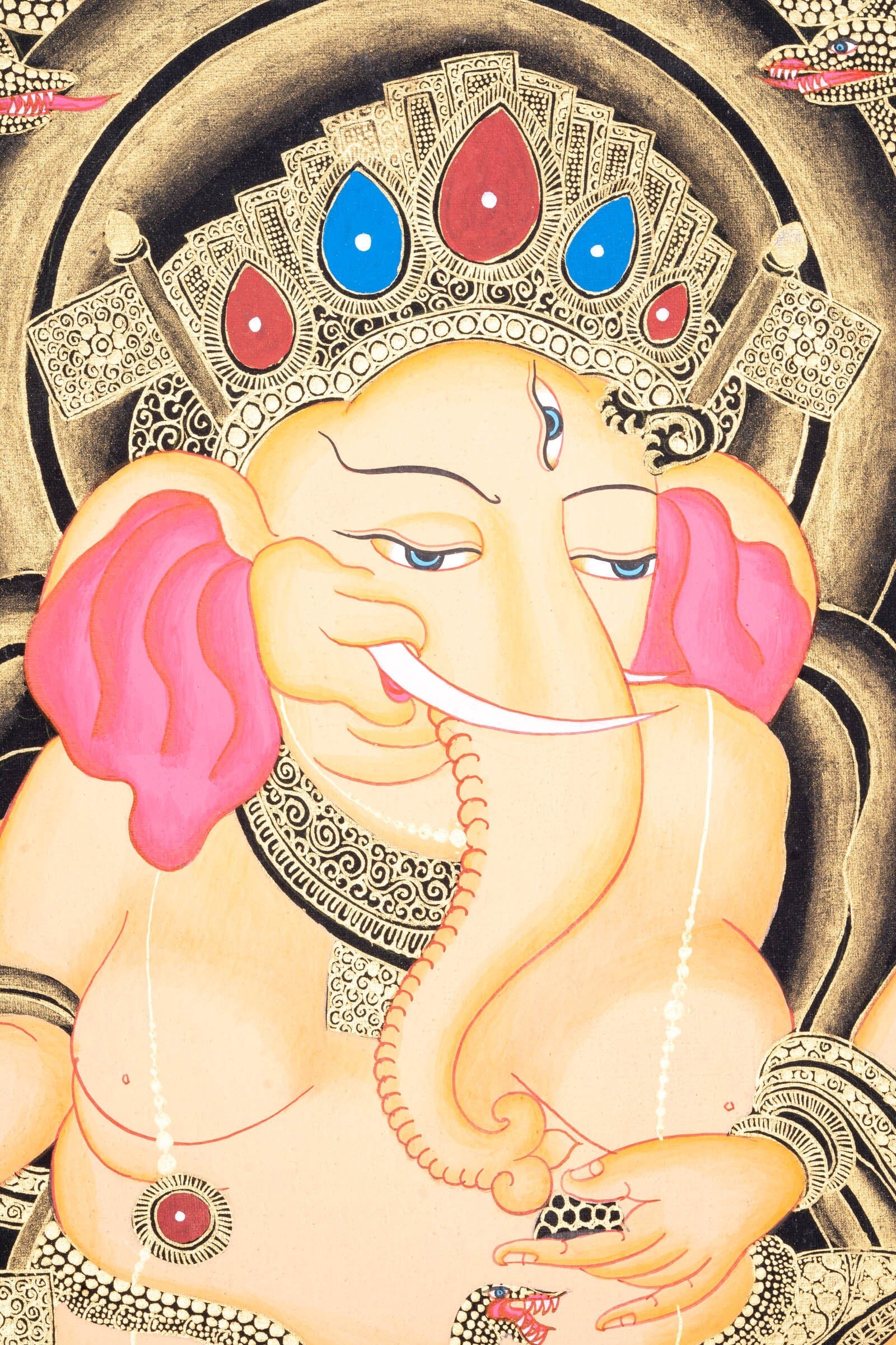 Thangka Painting of Shri Ganesh - Lucky Thanka