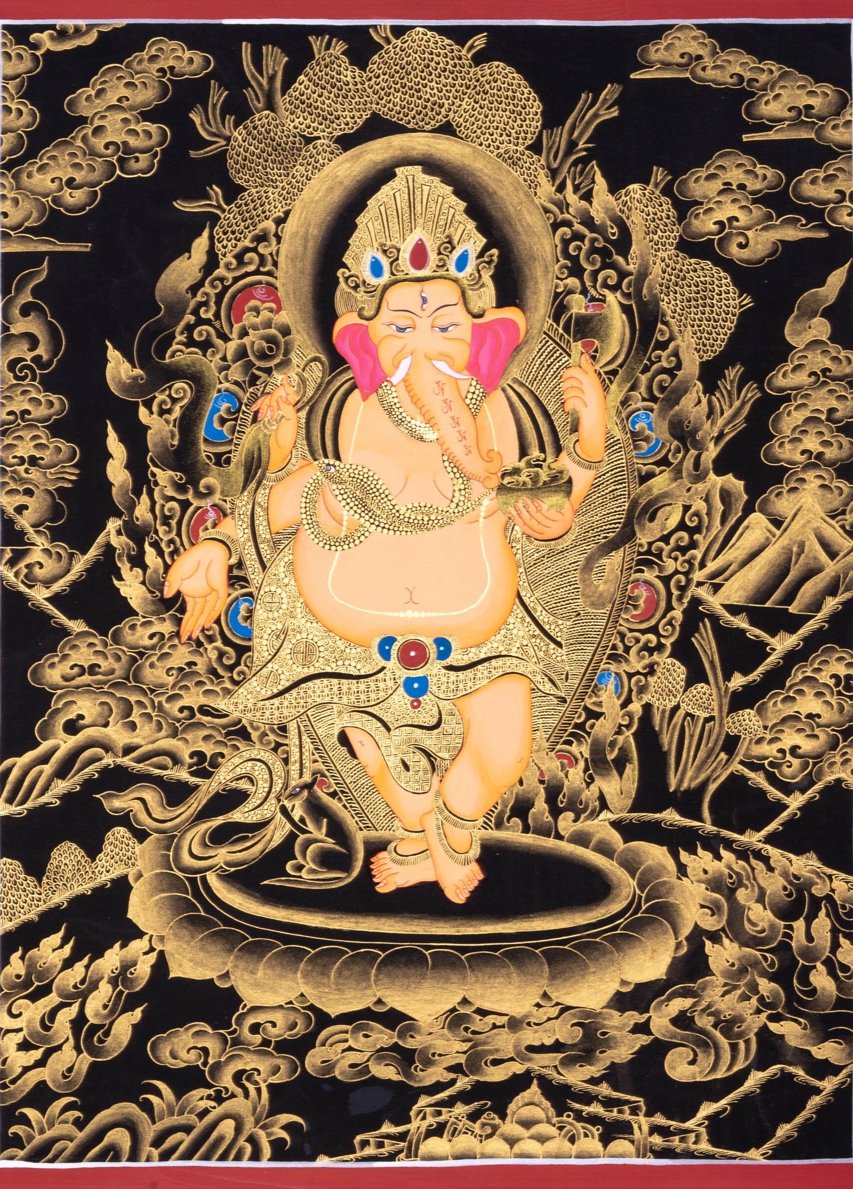 Shri Ganesh Thangka Painting - Lucky Thanka