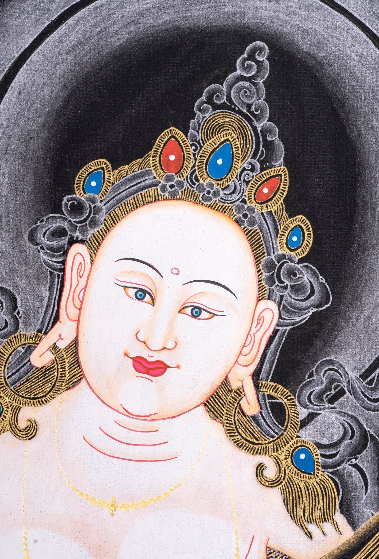 Handmade Thangka Painting of Saraswoti - Lucky Thanka