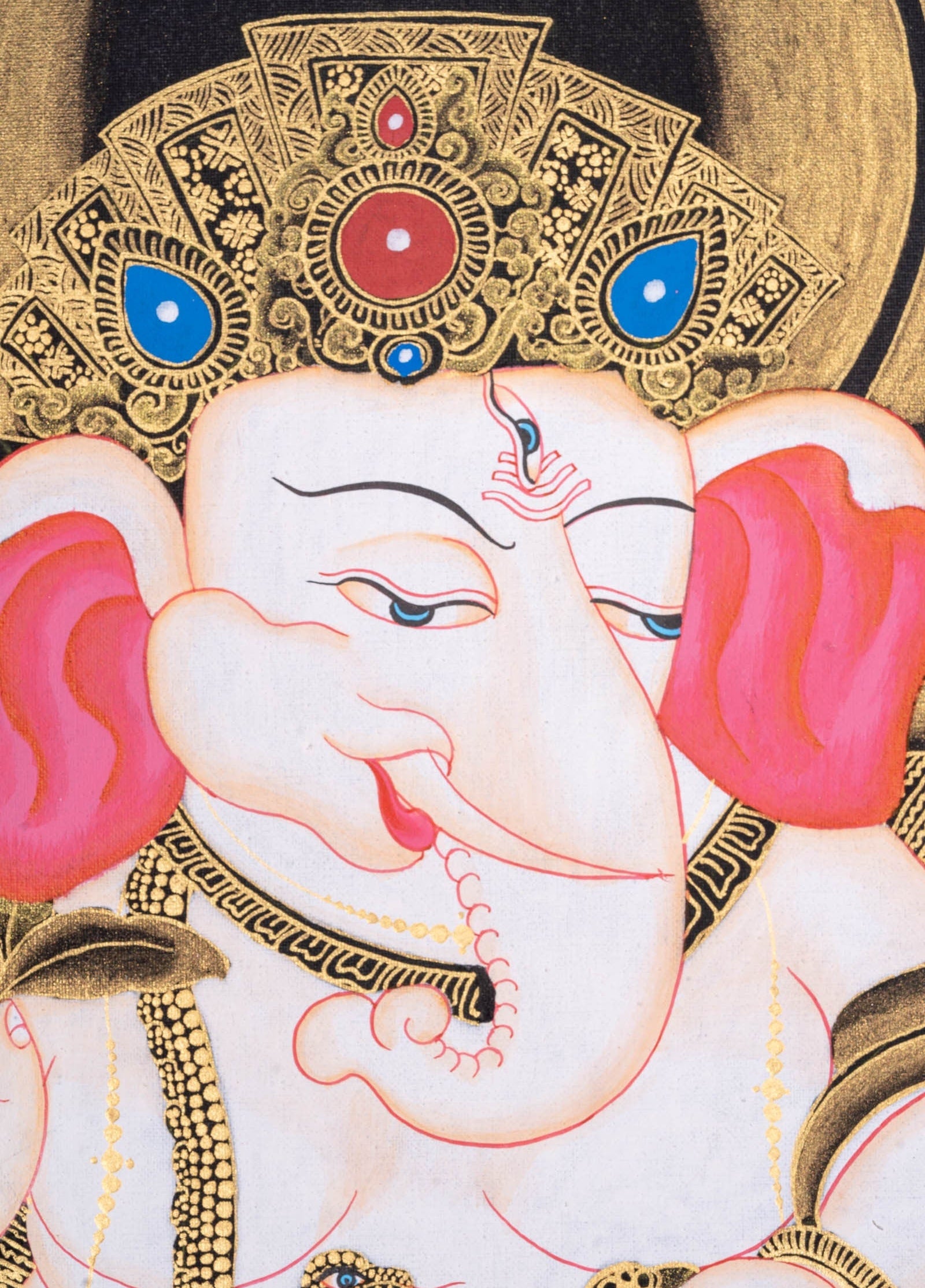 Handmade Shri Ganesh Thangka Painting - Lucky Thanka