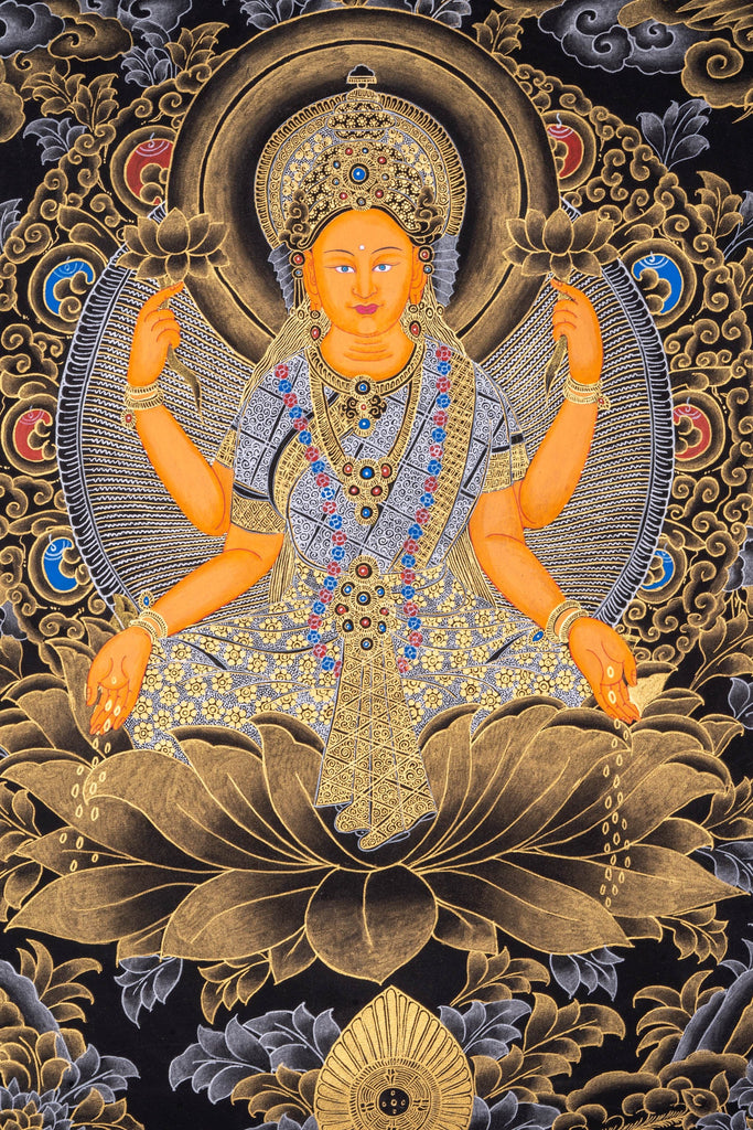 Thangka Painting of Laxmi - Lucky Thanka