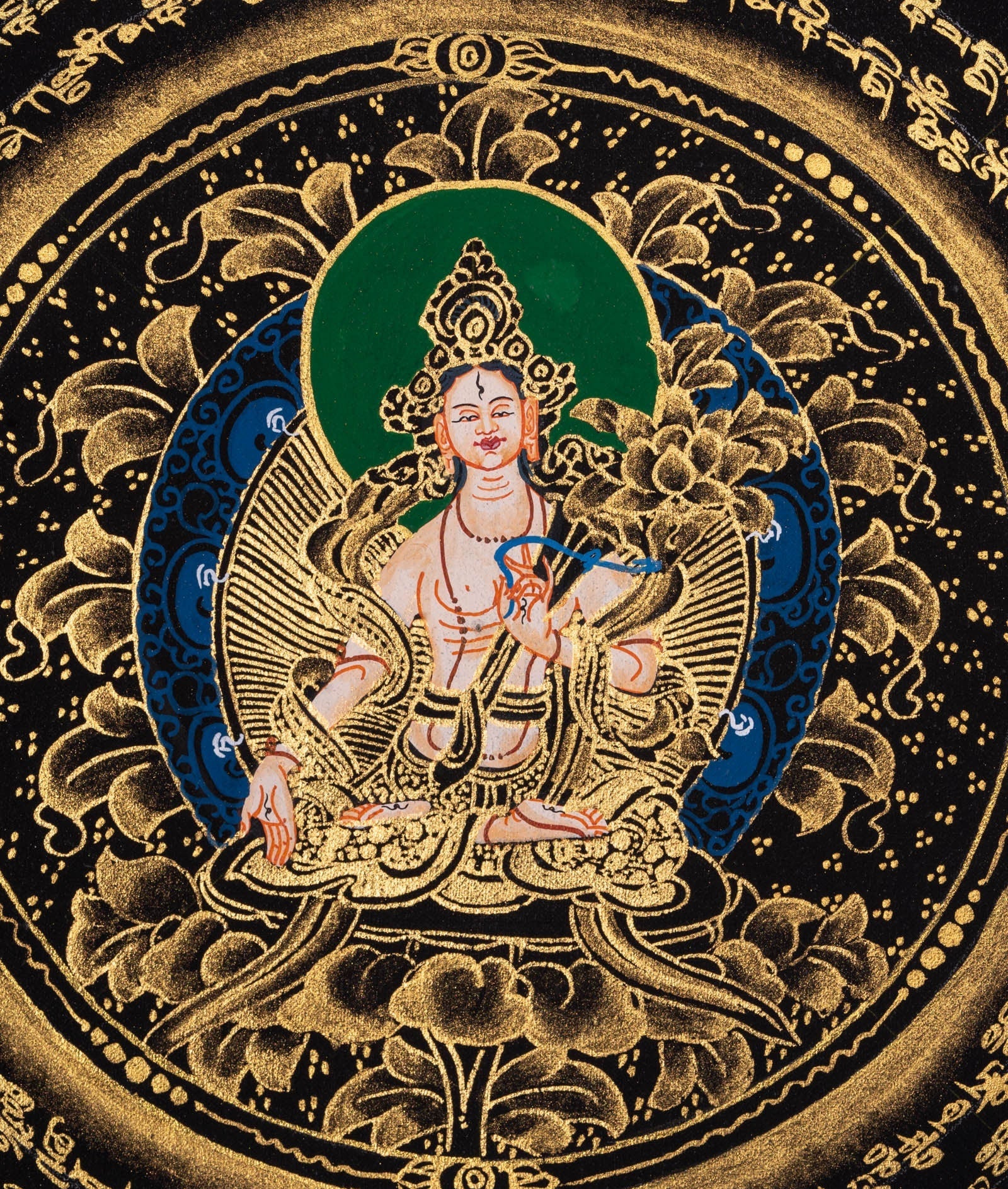 Mantra Mandala with White Tara Thangka Art - Lucky Thanka
