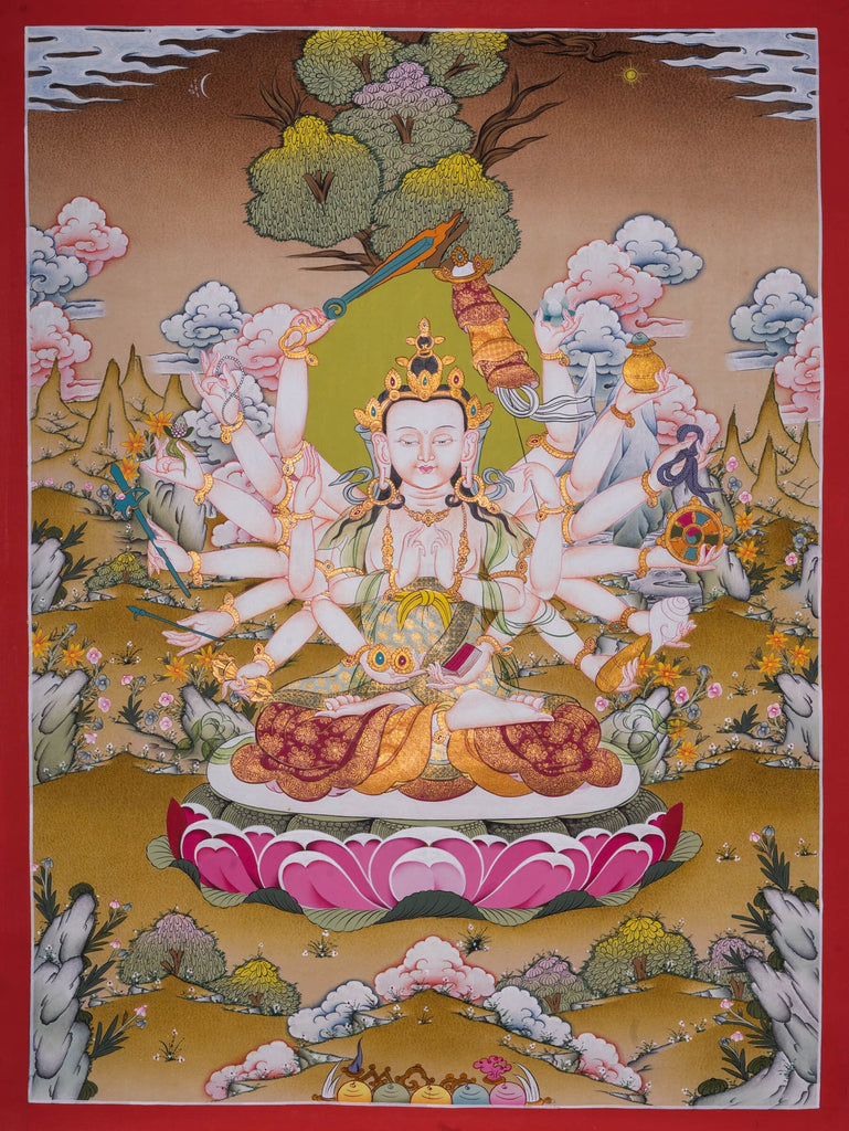 Cundi or Maha Cundi Thangka Painting - Lucky Thanka