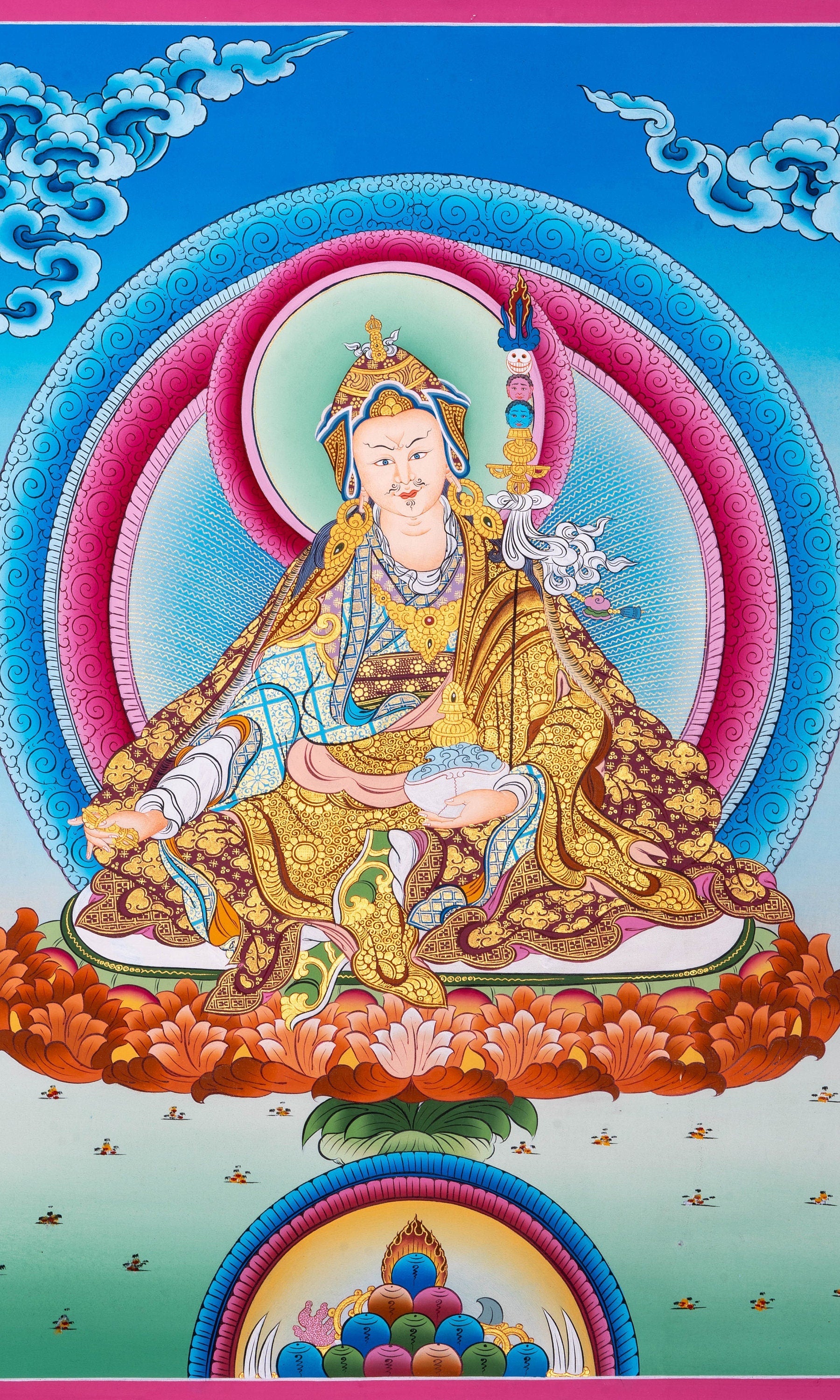 Guru Padmasambhava Thangka Art - Lucky Thanka