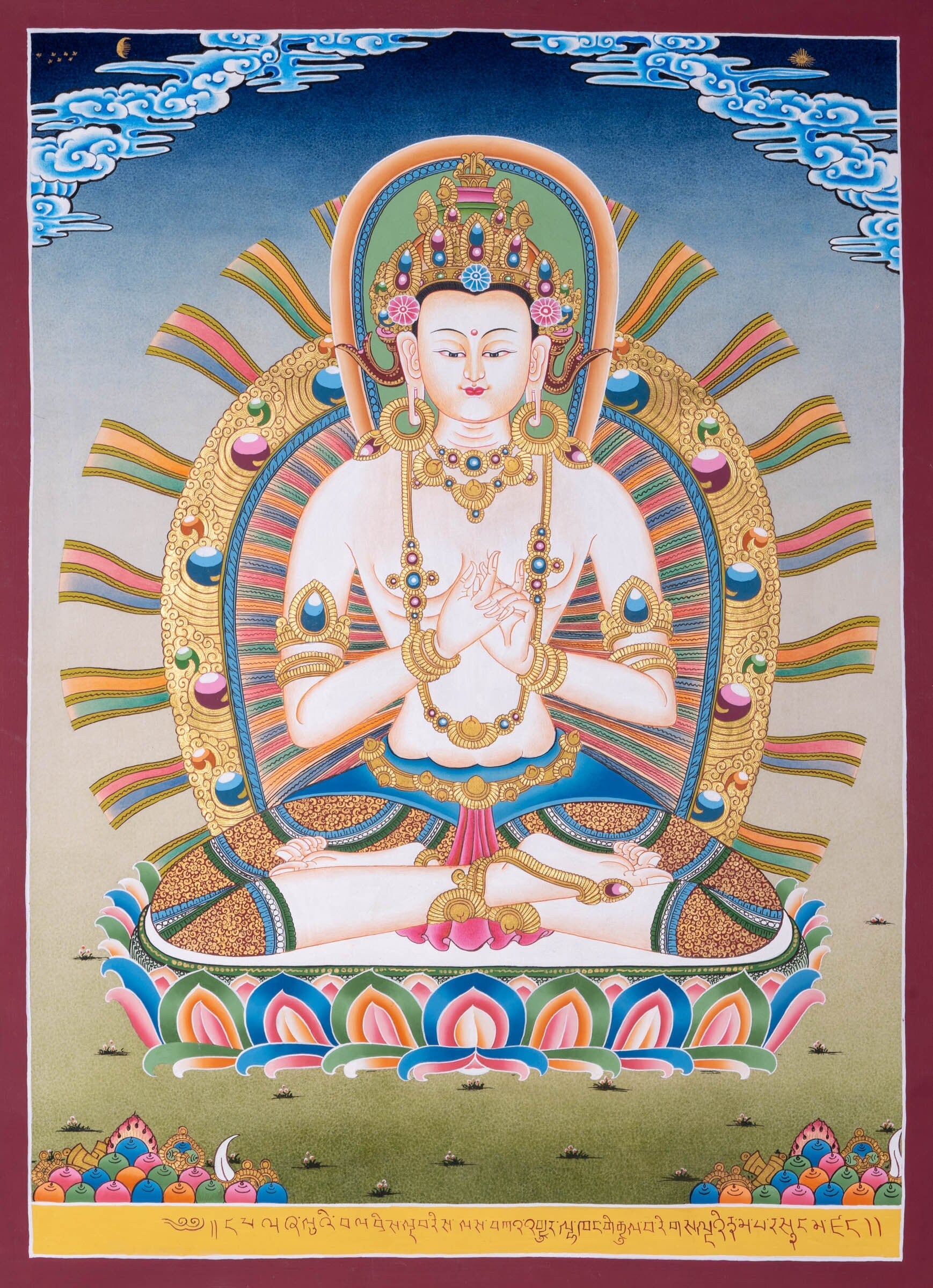 Five Buddha Newari Thangka Painting - Lucky Thanka