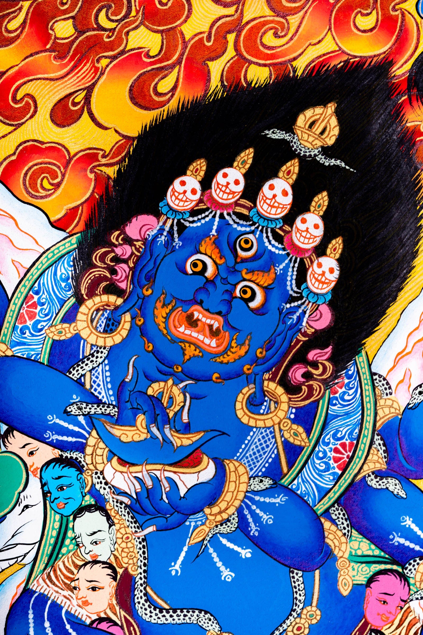 6 Armed, Blue Mahakala or Kala Bhairabha good Thangka Painting