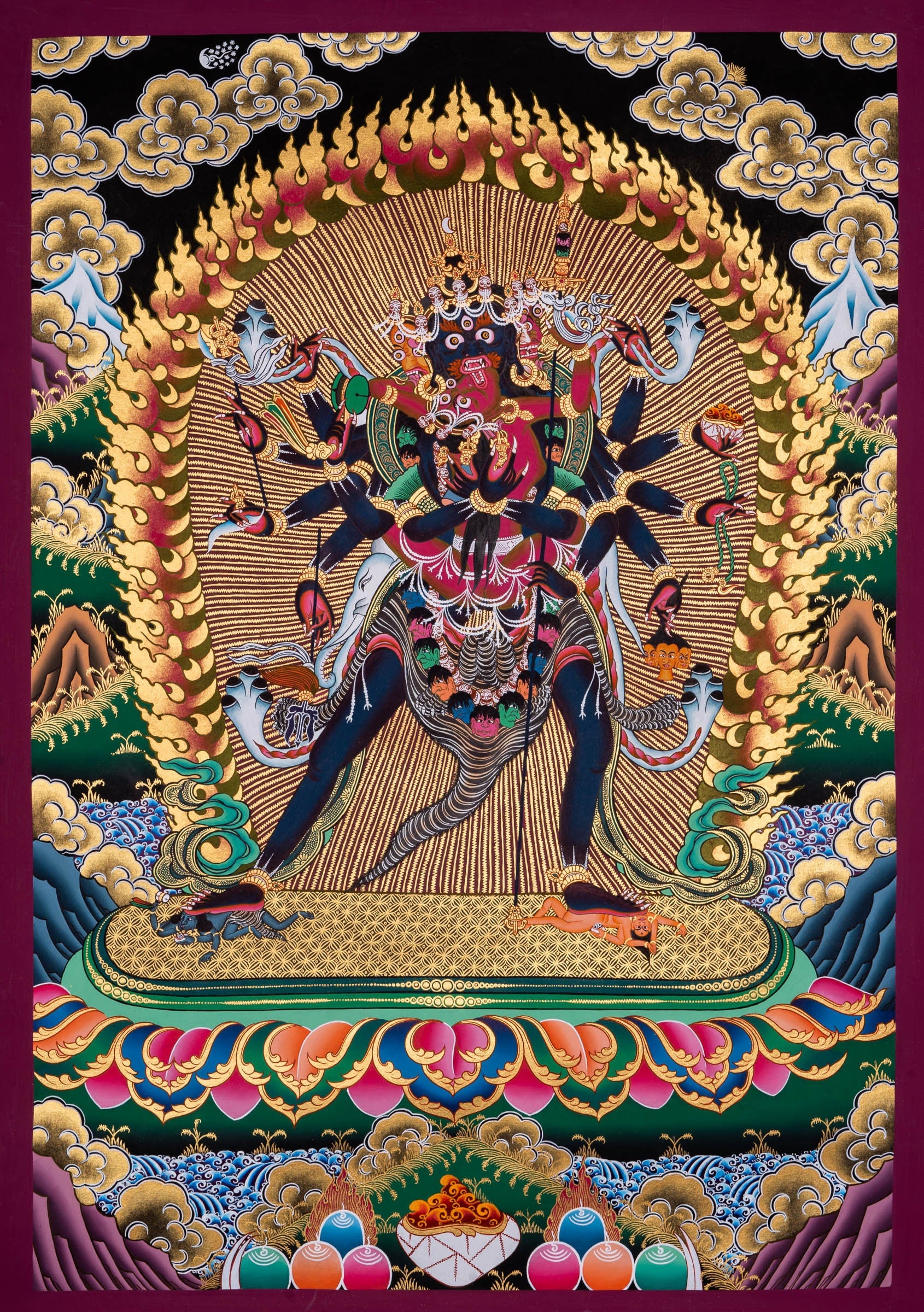 Hand-painted Chakrasamvara, Heruka, Yaba, Yum Tantra, Thangka Painting 11 selling x 15-Inch