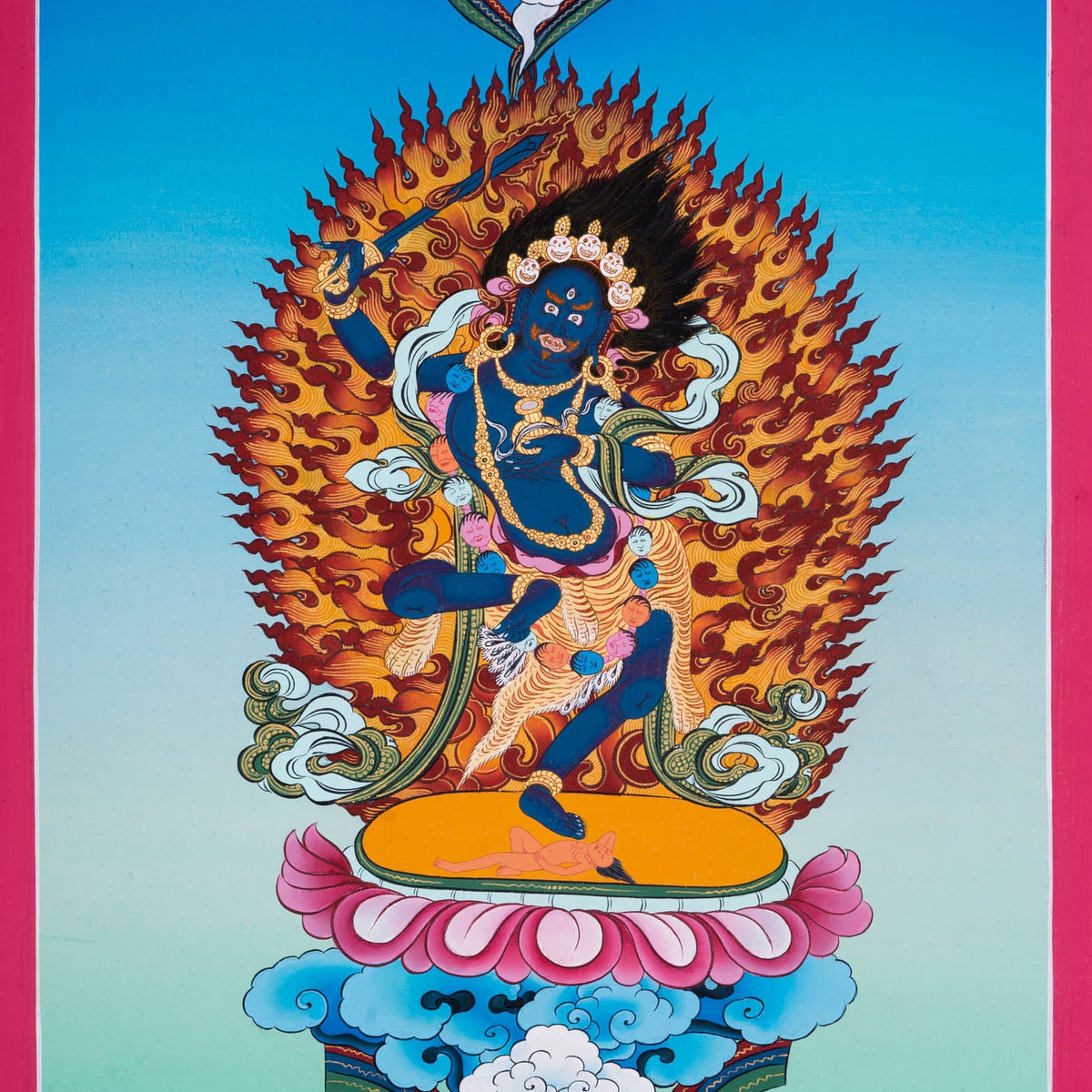 Genuine Hand Art Black Manjushri Thangka Painting – Lucky Thanka