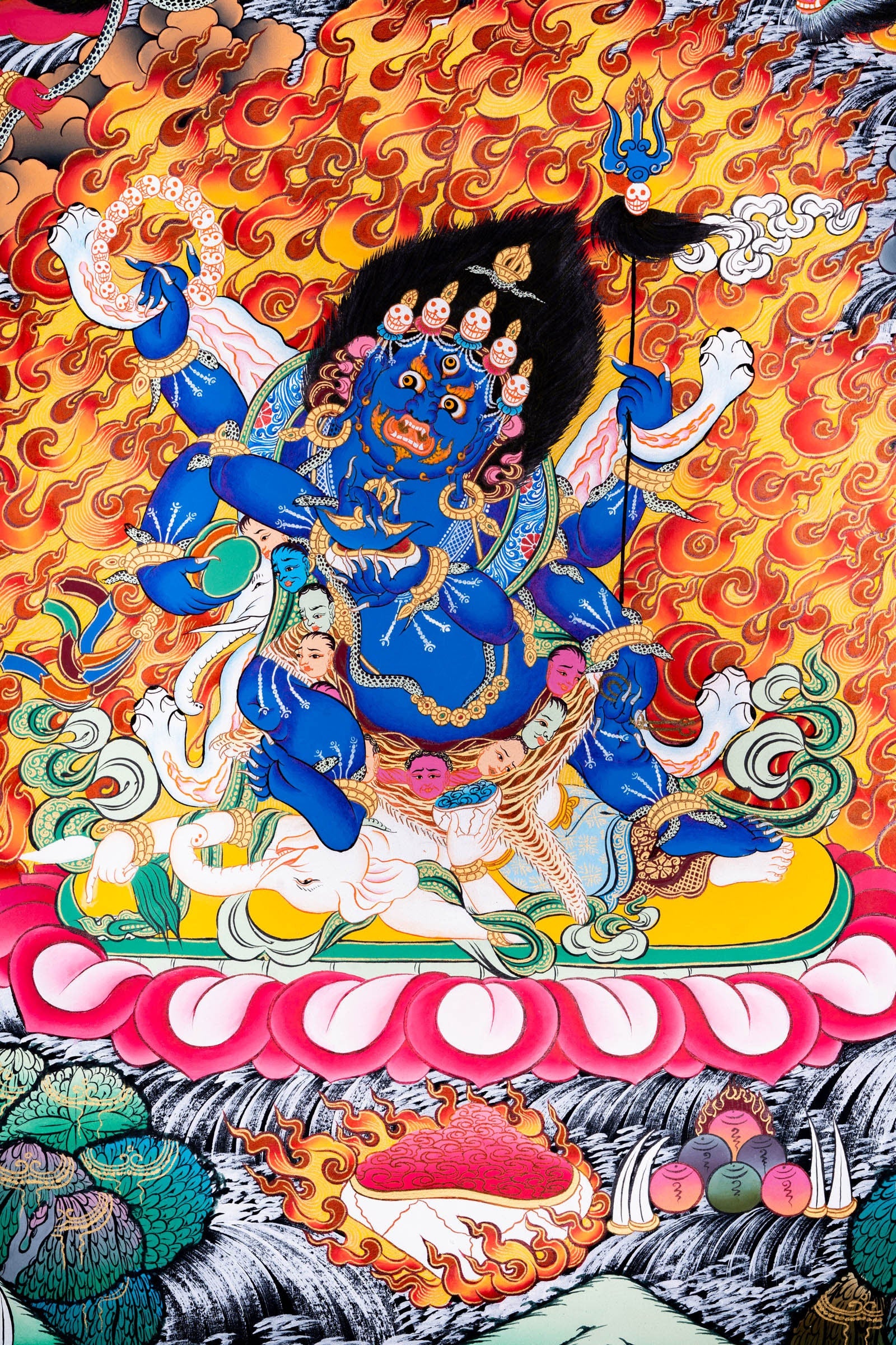 6 arm Mahakala Thangka Painting - Lucky Thanka