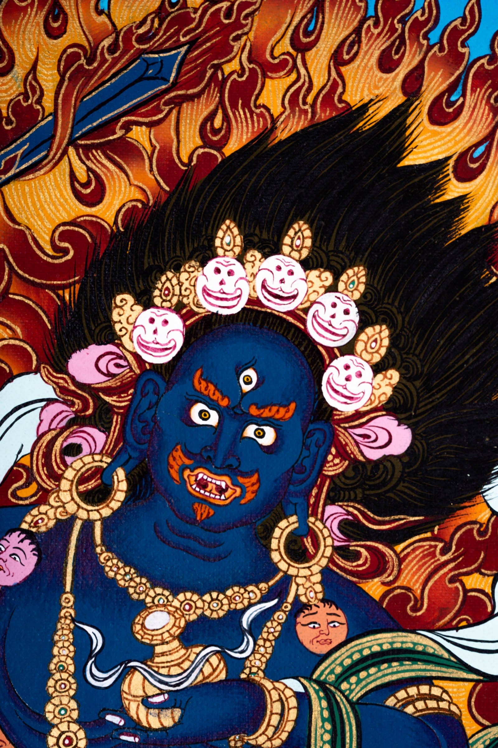 Genuine Hand Art Black Manjushri Thangka Painting - Lucky Thanka