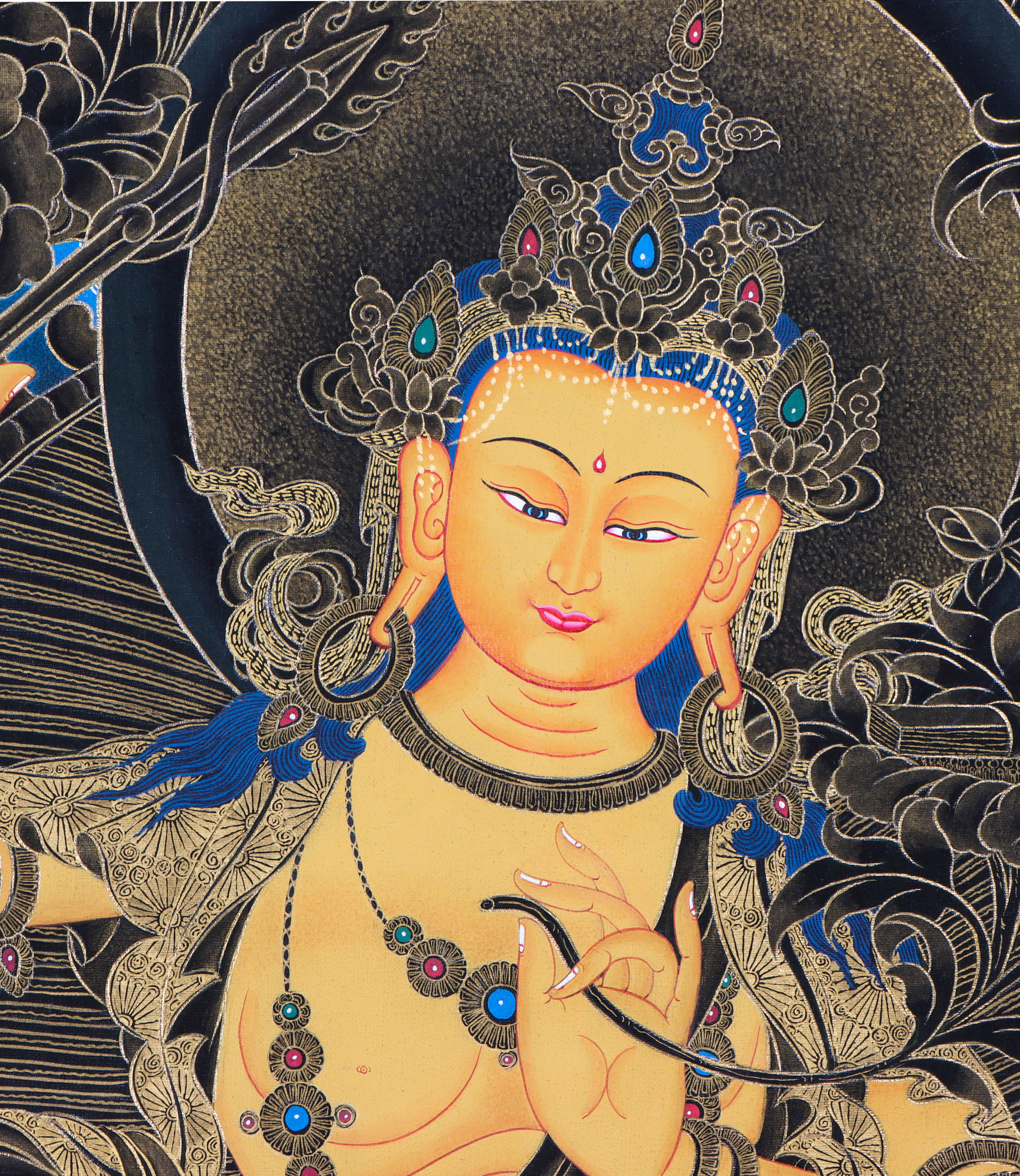 Manjushri Thangka Painting - Handpainted Thangka Art - Lucky Thanka