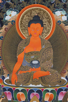 Shakyamuni Buddha Thangka Painting - Sha Buddha with 5 Dhyani Buddha Handpainted Thangka Art - Lucky Thanka