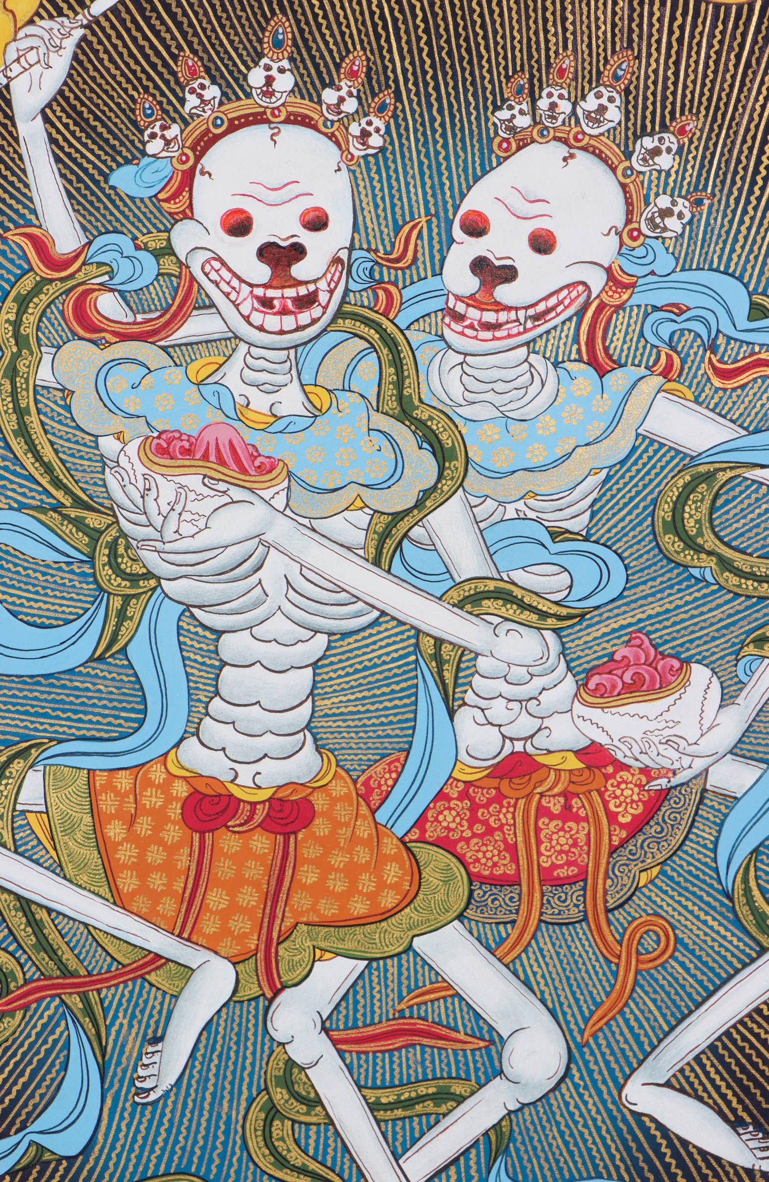 Skeleton Dance Thangka Painting - Handpainted Thangka art - Lucky Thanka