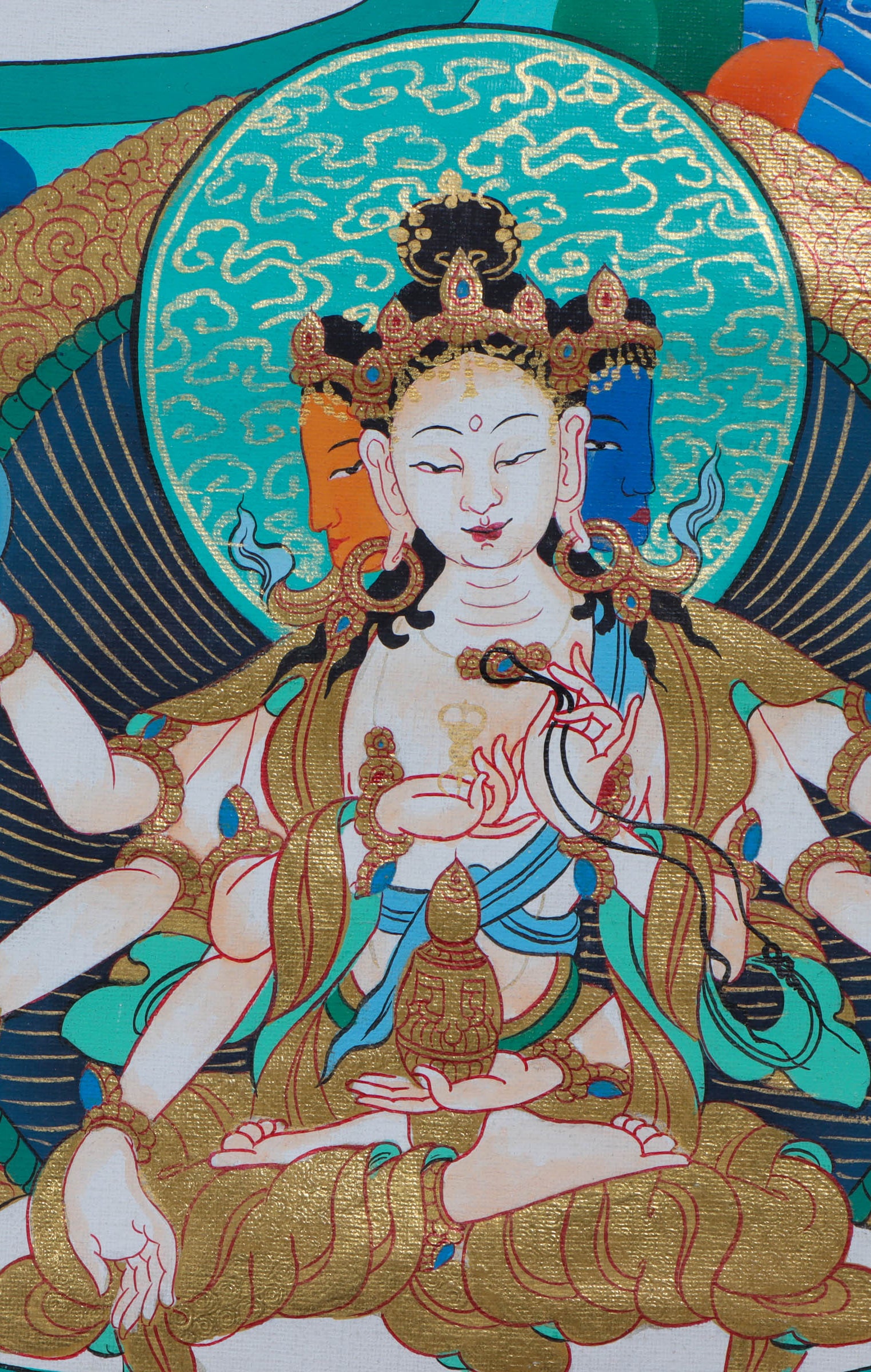 Handpainted White Tara Thangka Art - Painted using natural stone color - Lucky Thanka
